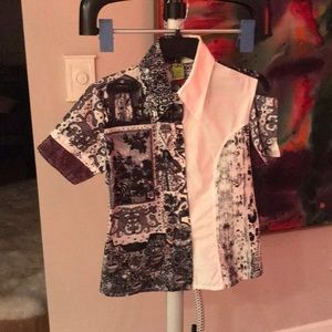 SOLD!! Save The Queen black white cold shoulder top S vintage/retro 90s